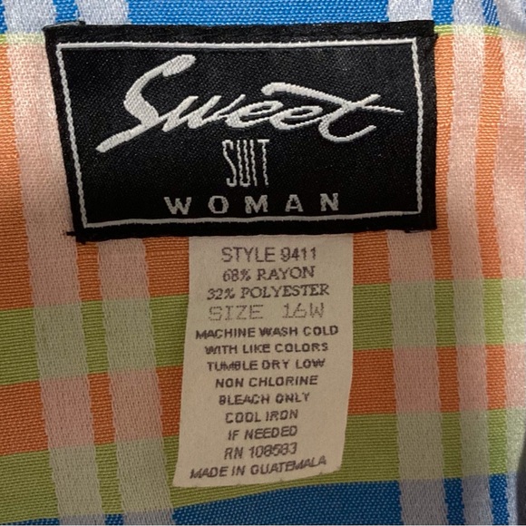 Vintage Sweet Suit Plaid Notched Collar Sleeveless Blazer | Sherbet Colors - Picture 4 of 10